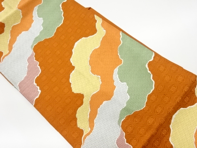 JAPANESE KIMONO / VINTAGE NAGOYA OBI / WOVEN FLOWER RHOMBUS & MICHINAGADORI